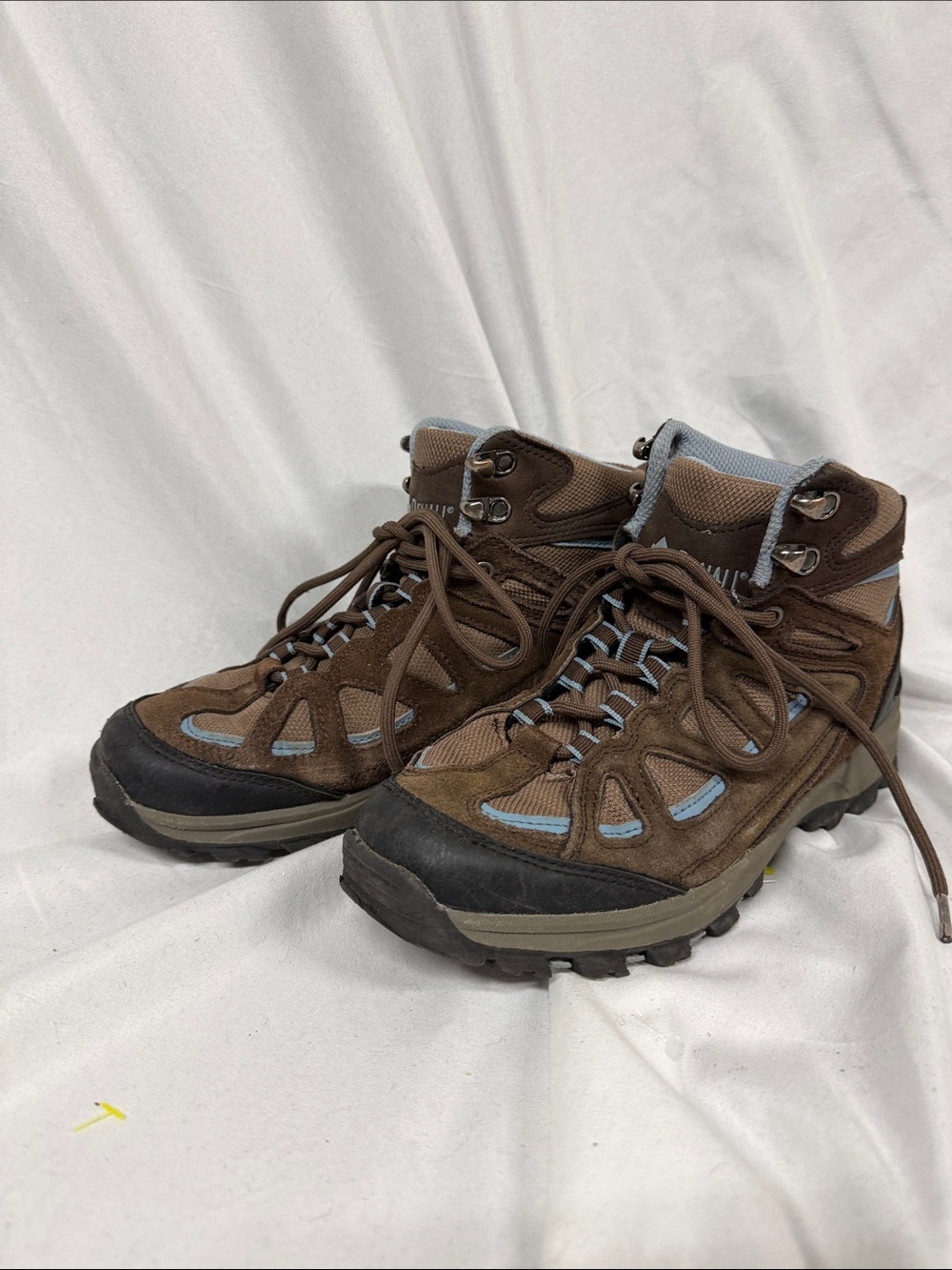 Women’s Denali Brown Hiking Boots with Light Blue Accents
